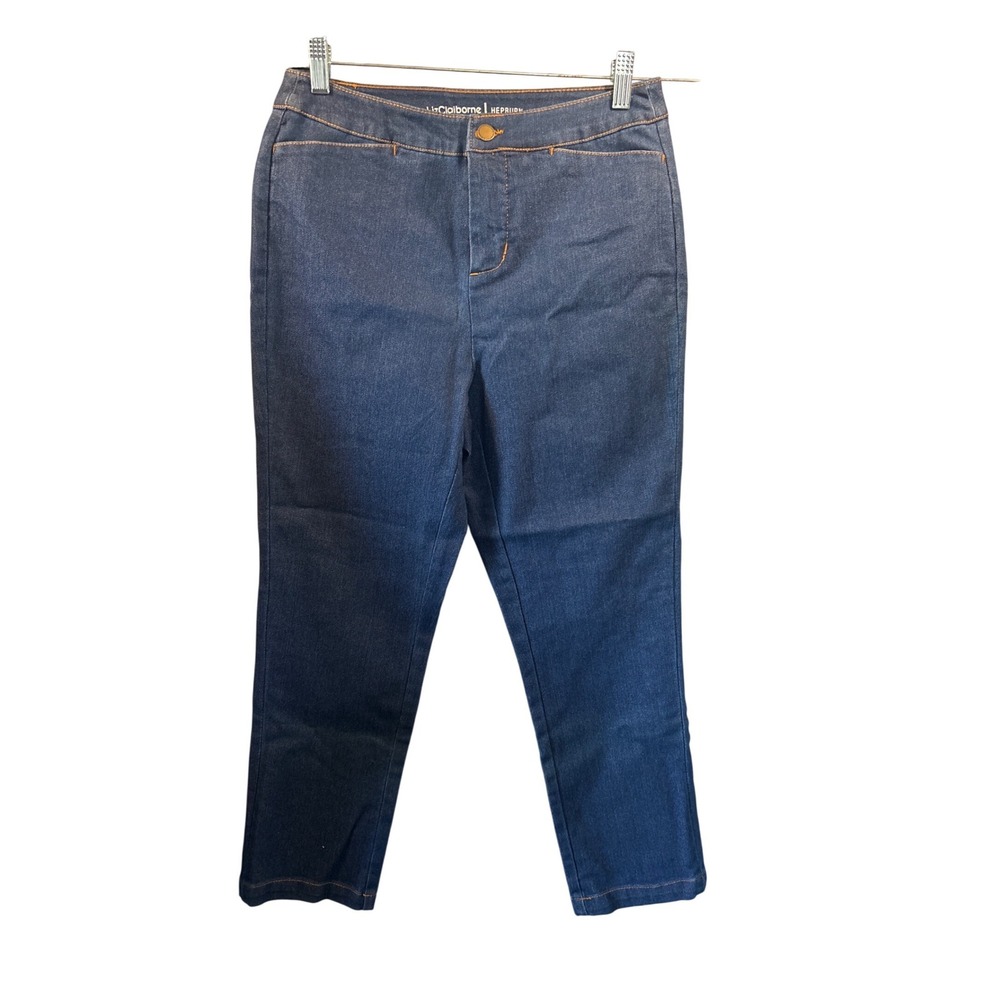 Liz Claiborne Hepburn Dark Wash Denim Ankle‎ Pants Womens 6P Blue Stretch Petite
